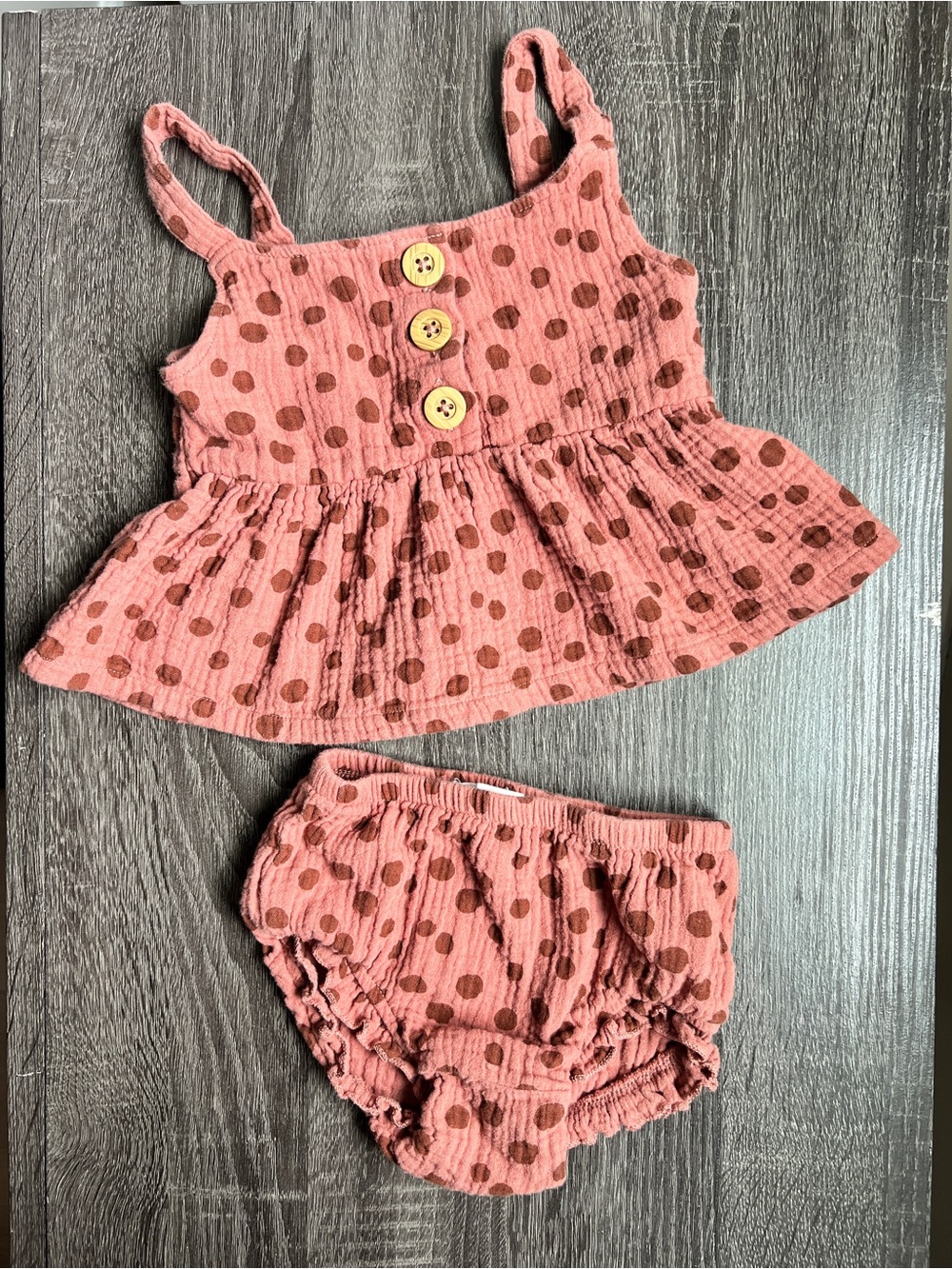 French Connection Baby Pink Polka Dot Muslin Set | 6–9M
